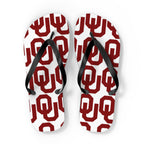 OU Crimson Logo Flip Flops — College Pride Beach Sandals