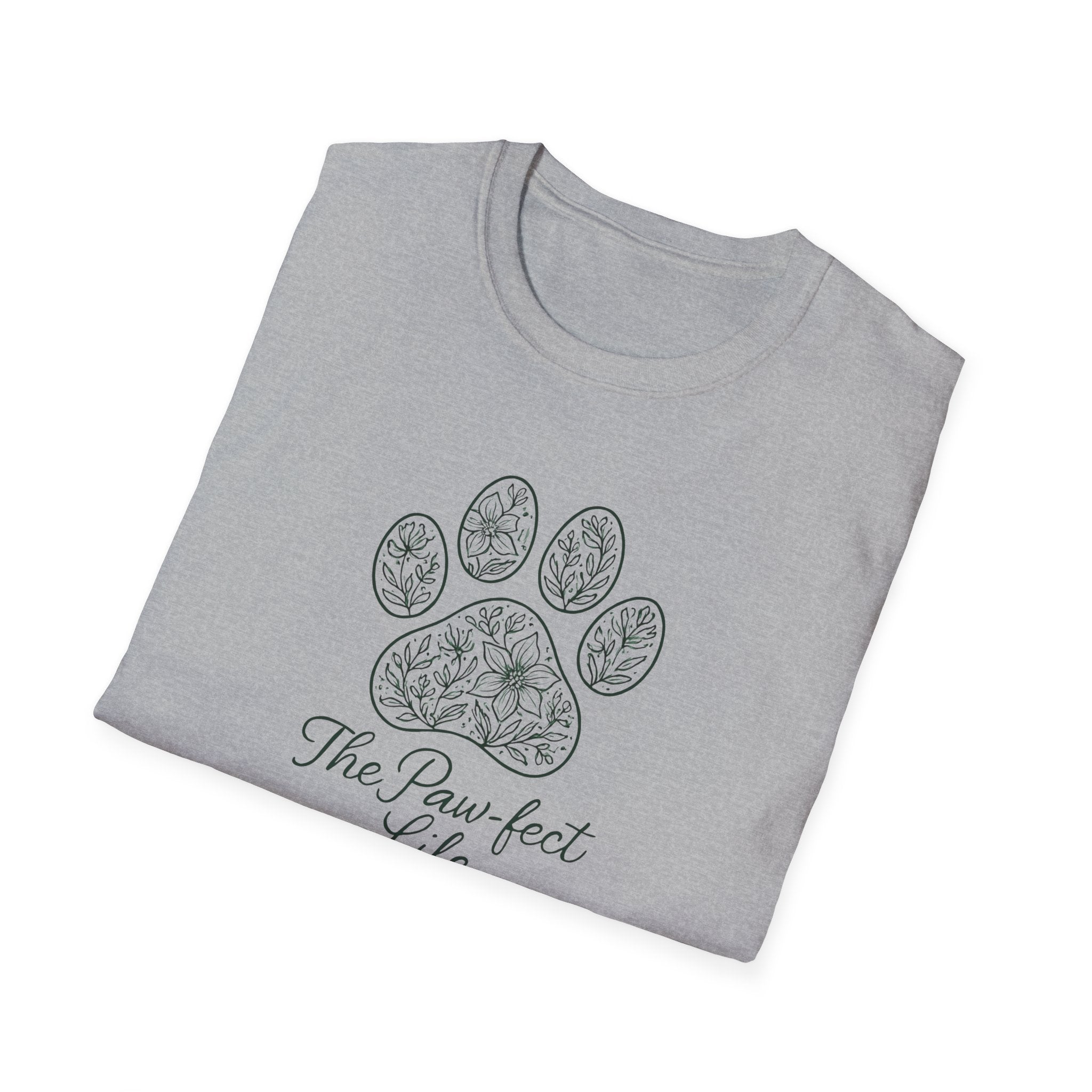 Paw-fect Life T-Shirt — Floral Paw Print Tee for Dog & Cat Lovers