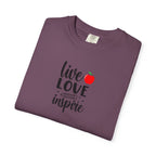 Live Love Inspire T-Shirt — Teacher Appreciation Apple Graphic Tee