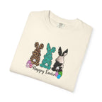 Easter Bunny Trio T-Shirt — "Happy Easter" Pastel Eggs Graphic