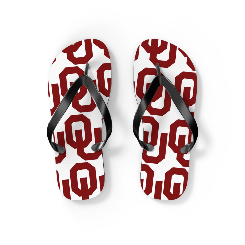 OU Crimson Logo Flip Flops — College Pride Beach Sandals