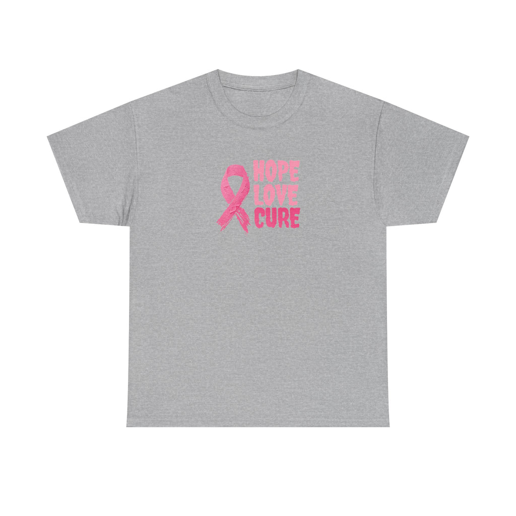 Breast Cancer Awareness Tee — Pink Ribbon "Hope Love Cure"