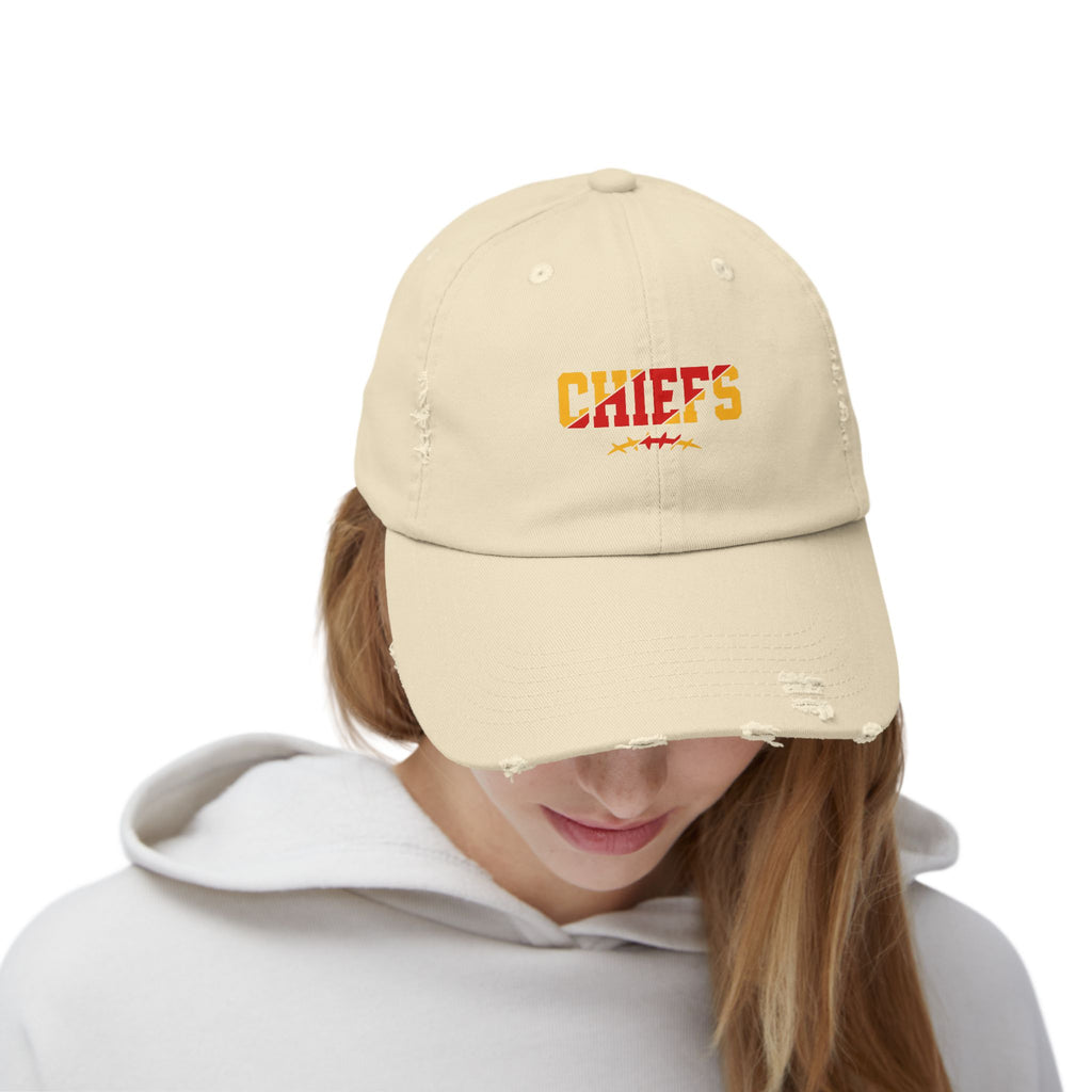 Distressed Chiefs Baseball Cap — Vintage Football Fan Hat