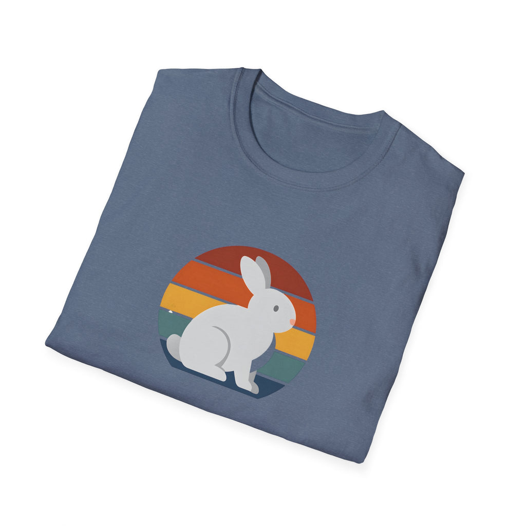 Retro Sunset Bunny T-Shirt — Cute Rabbit Vintage Stripe Tee