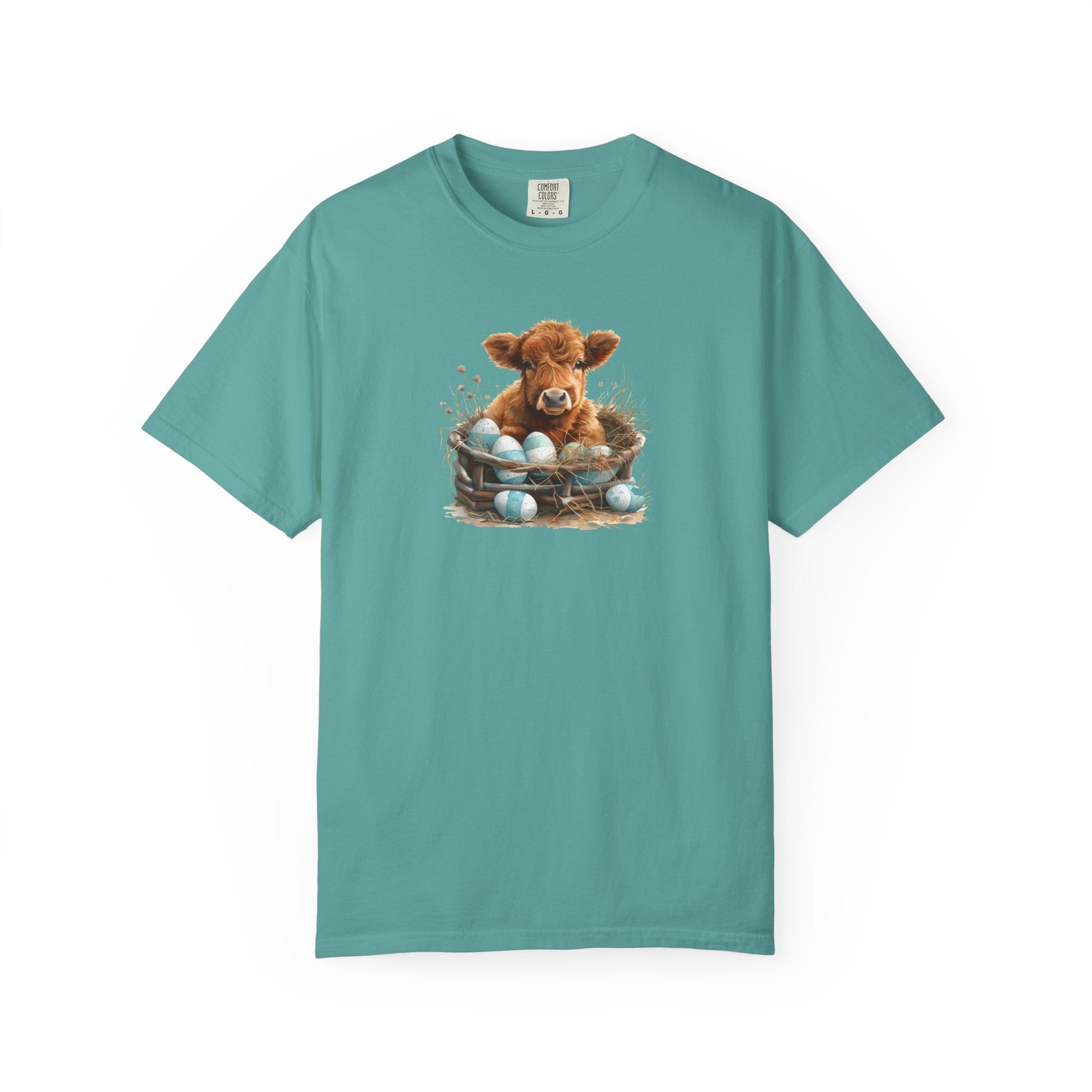 Easter Highland Cow Calf in Basket T-Shirt