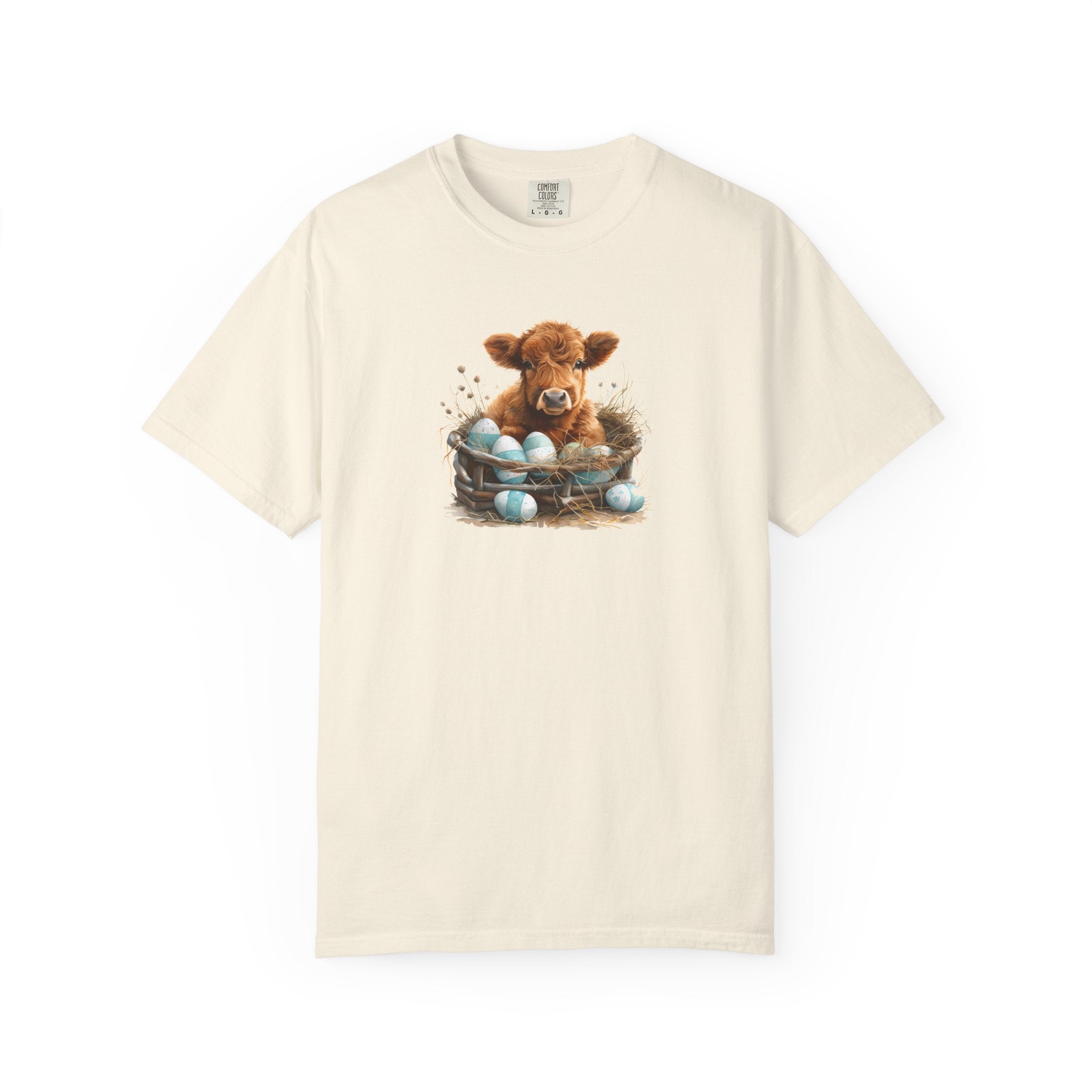Easter Highland Cow Calf in Basket T-Shirt