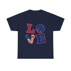 Patriotic LOVE Tee - USA Flag Donut Graphic
