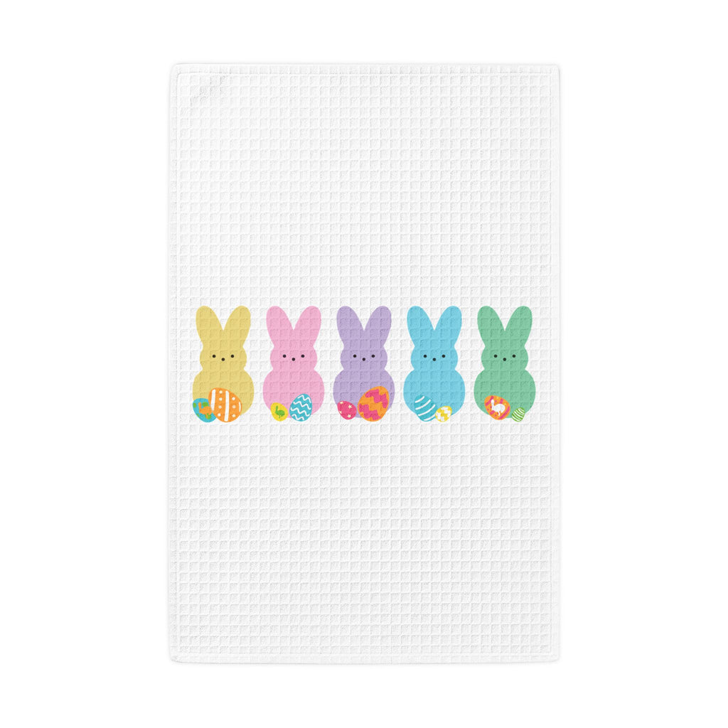 Easter Bunny Row Waffle Weave Kitchen Hand Towel