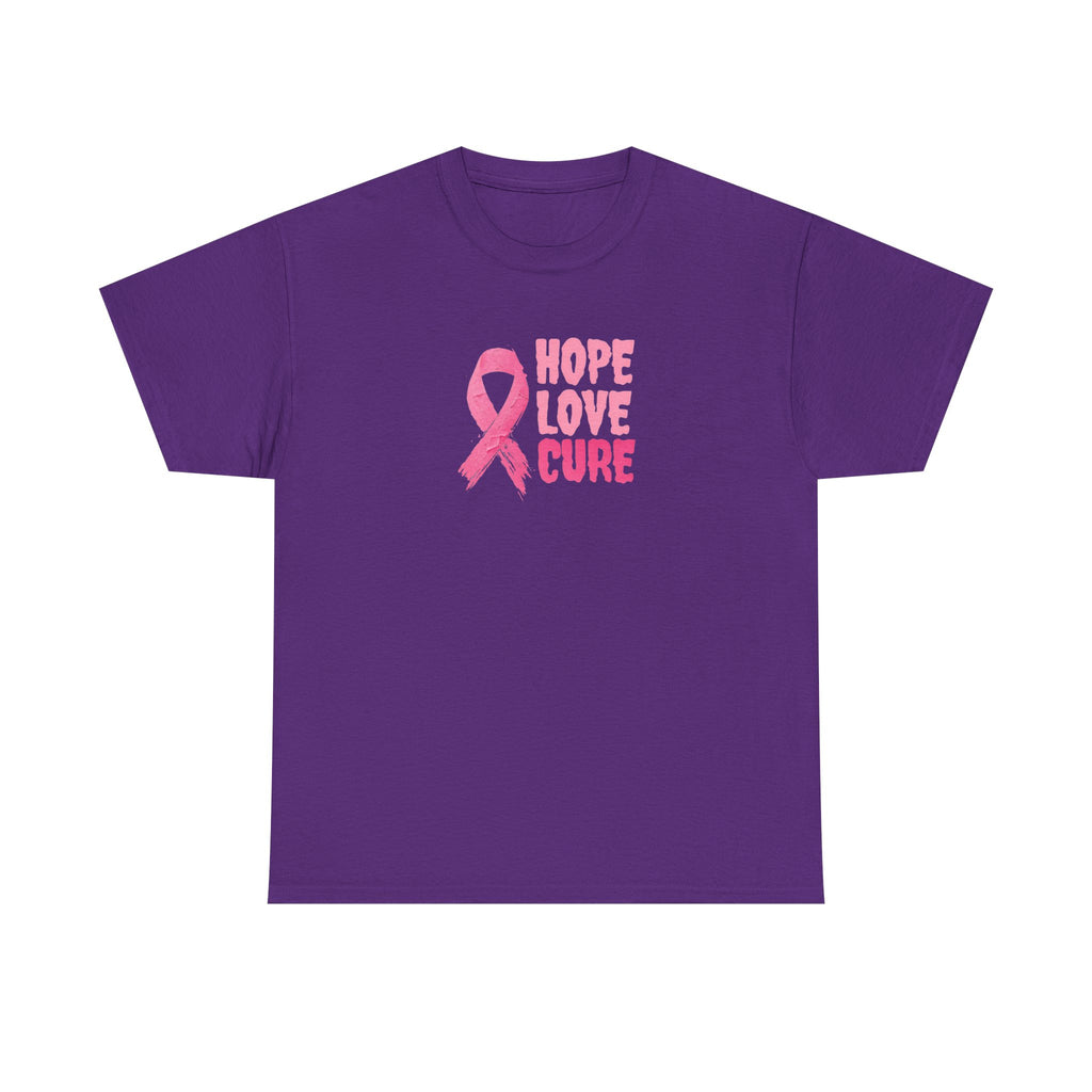 Breast Cancer Awareness Tee — Pink Ribbon "Hope Love Cure"