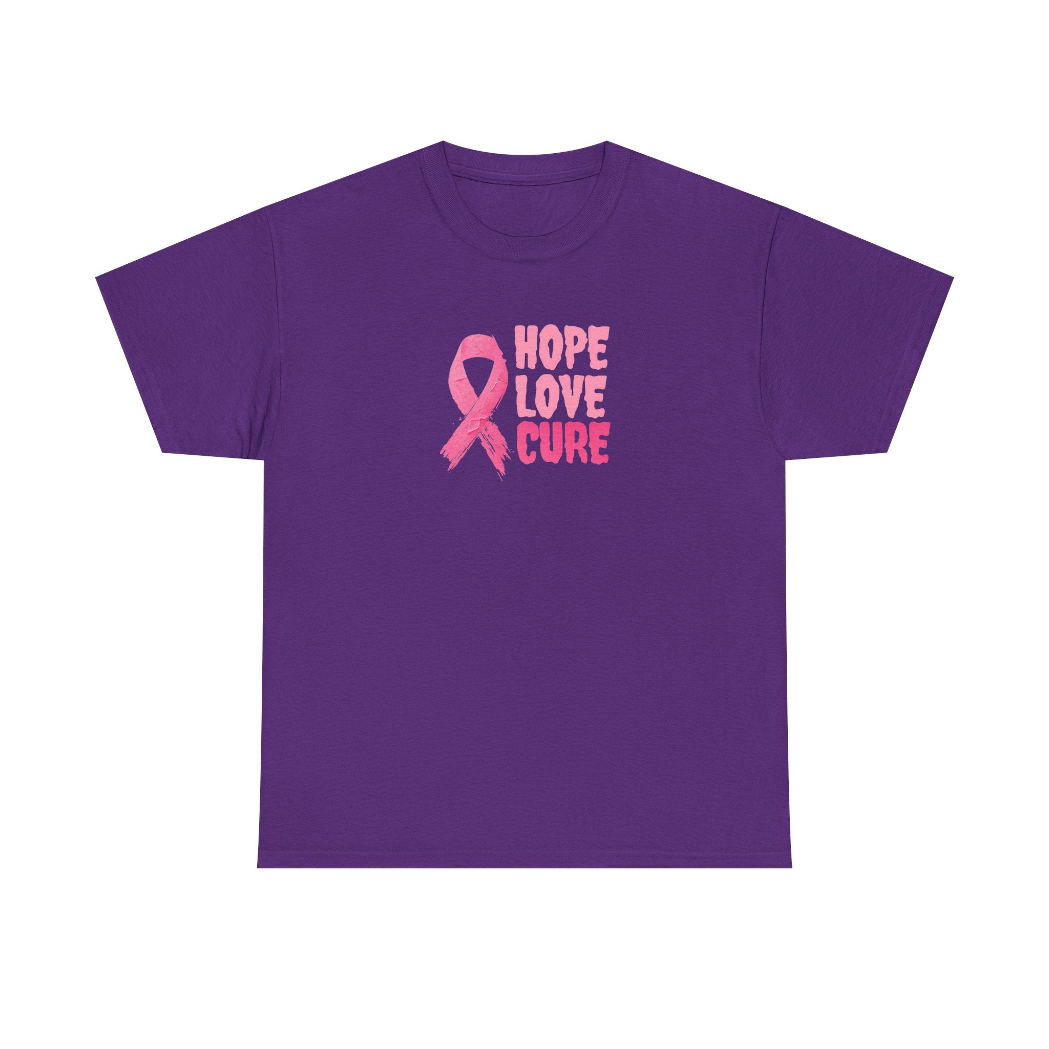 Breast Cancer Awareness Tee — Pink Ribbon "Hope Love Cure"