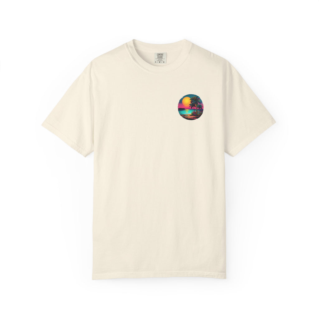 Sunset Sand T-Shirt — Palm Tree Beach Graphic Tee