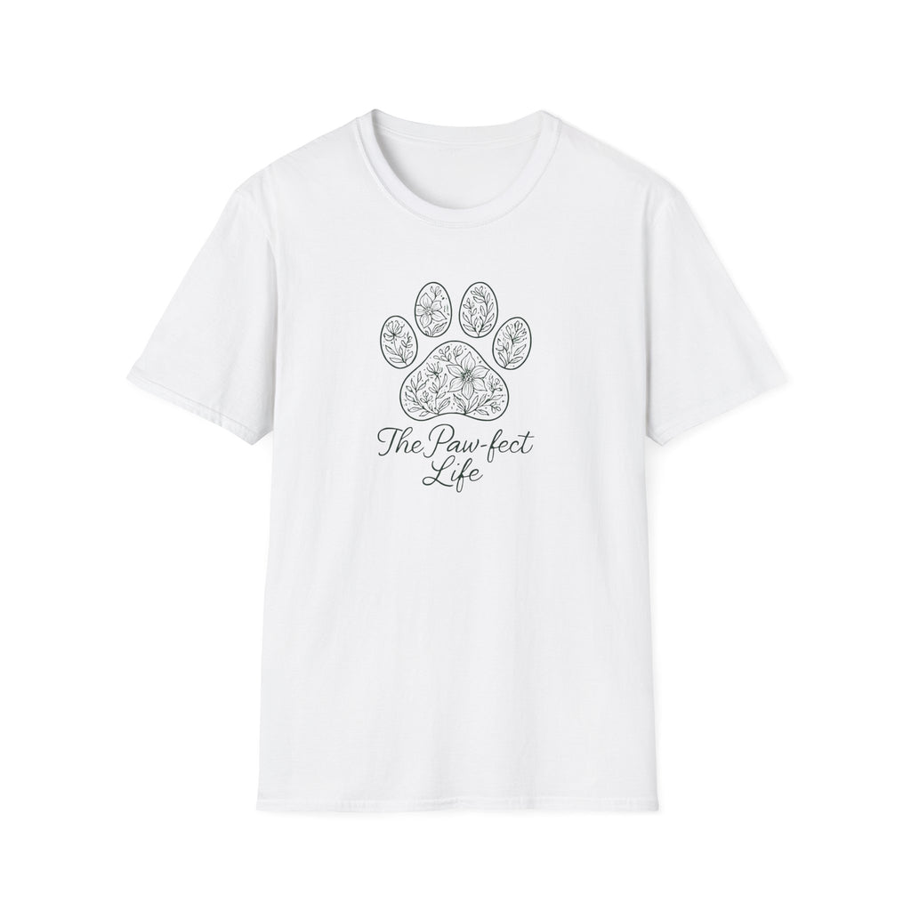 Paw-fect Life T-Shirt — Floral Paw Print Tee for Dog & Cat Lovers