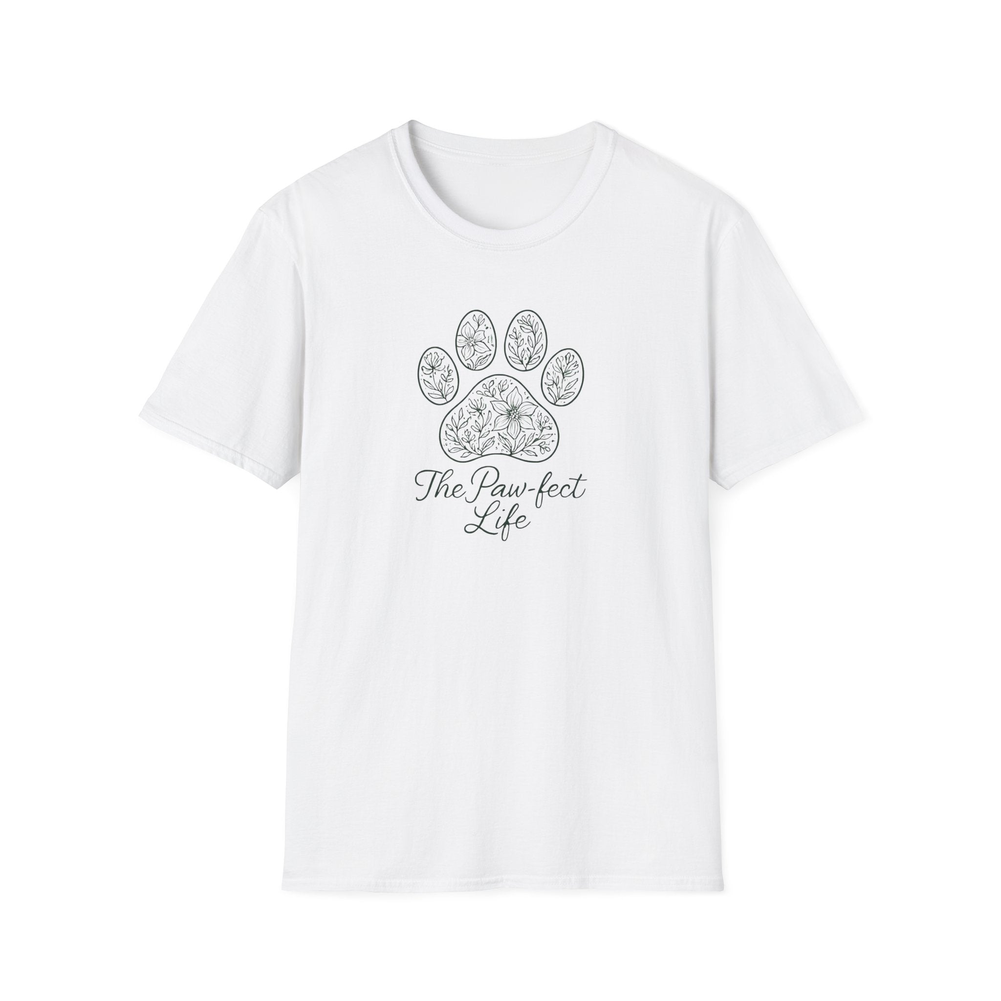 Paw-fect Life T-Shirt — Floral Paw Print Tee for Dog & Cat Lovers